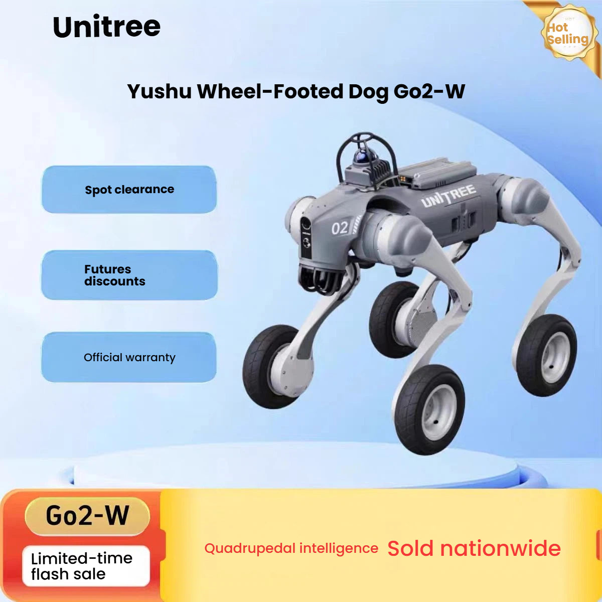 Unitree Go2 W All-terrain robot dog Alloy Body Robotic Dog with 360 Degree Rotation & Multi Terrain Walking for Demo Show