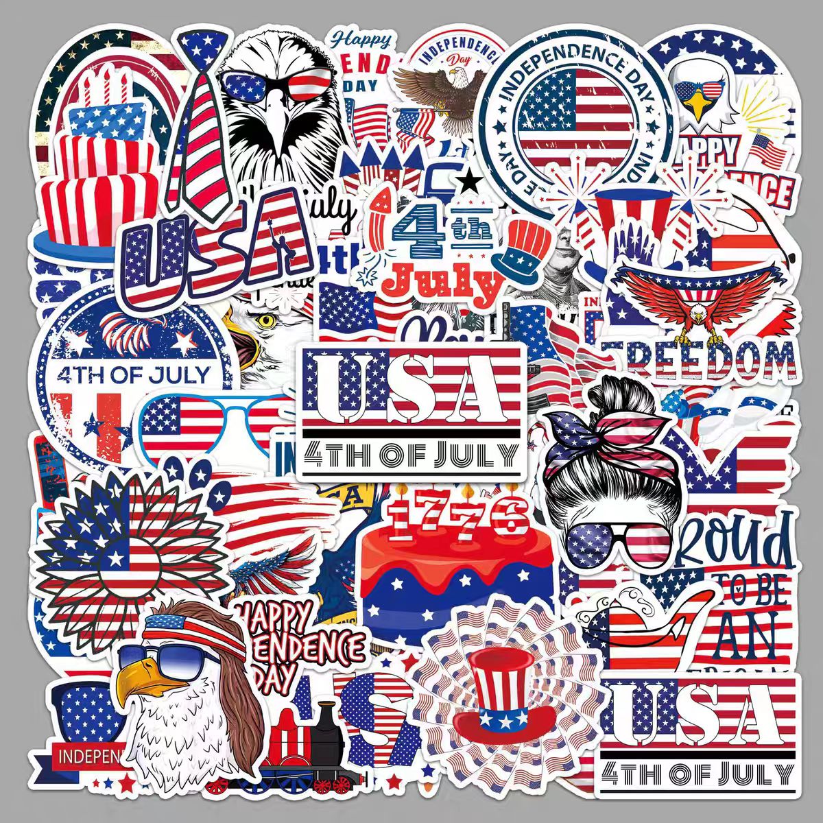 50 USA Independence Day Graffiti Personalized Creative Waterproof Decorative Stickers Robot Decorative Stickers