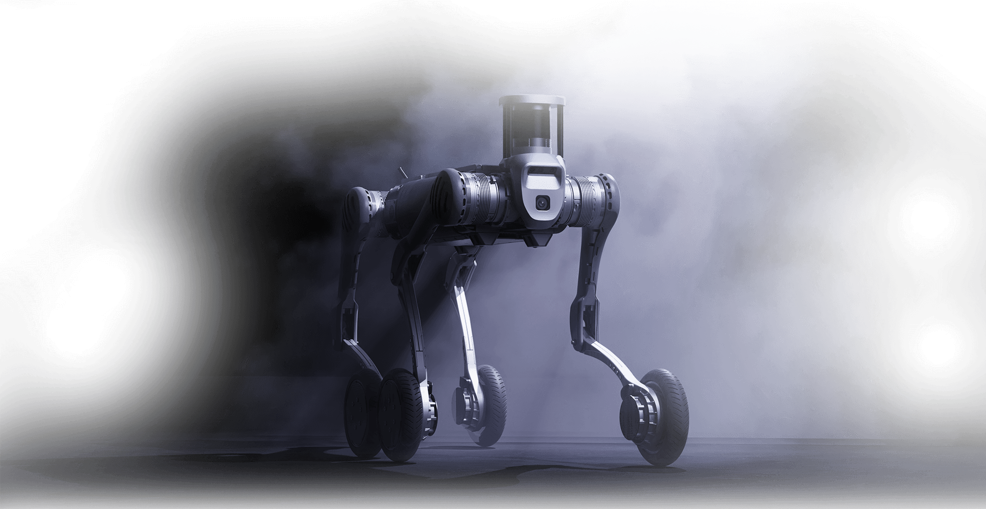 Unitree B2-W Industrial Wheeled Quadruped Robot Dog with 40kg Payload, 50km Range, IP67 Waterproof, LiDAR Navigation for Power Inspection & Logistics